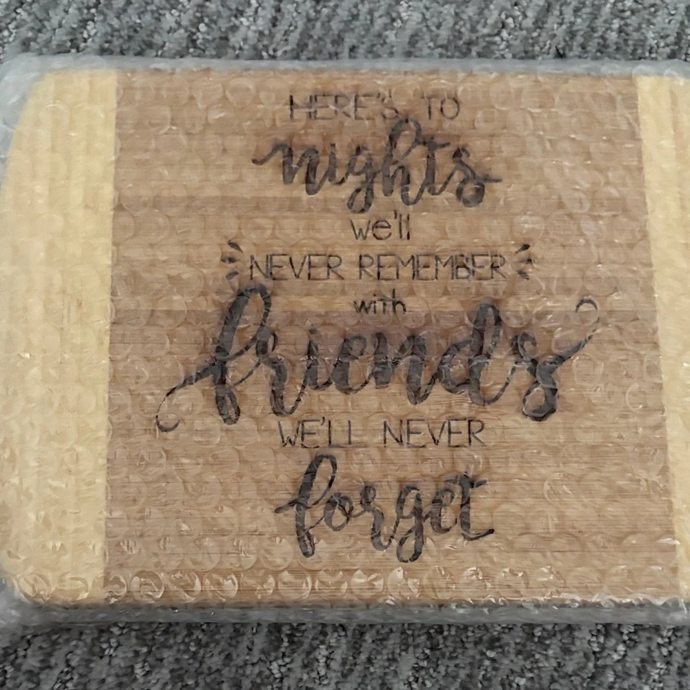Engraved Wooden cutting board with Friends Quote